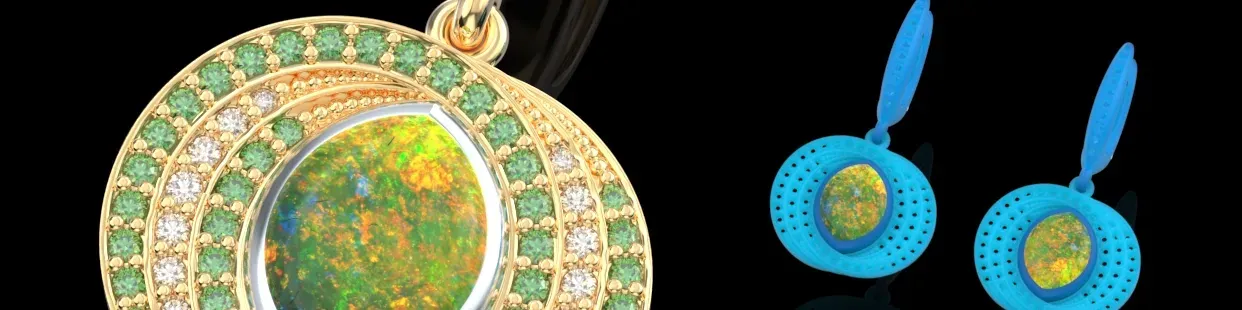 Modelos CAD de Pendientes de Ópalo 3D - Diseños de Joyería Premium para Impresión 3D