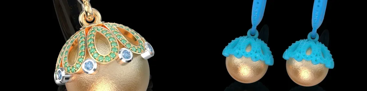 Modelos CAD de Pendientes de Perlas 3D - Diseños de Joyería Premium para Joyeros