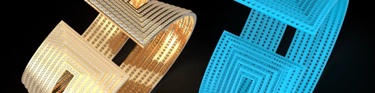 3D 袖口手镯 CAD 模型 - 专业珠宝设计文件