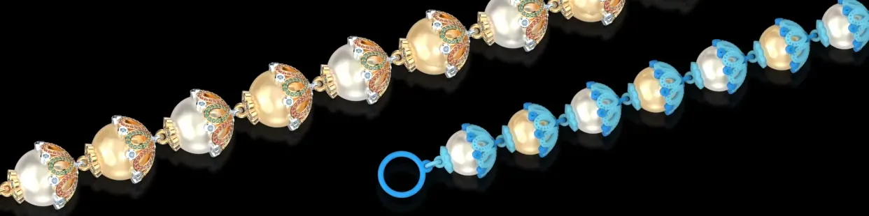 Bracelets de Perles 3D.Design CAO de Bijoux.Joaillerie 3D.3D CAO.