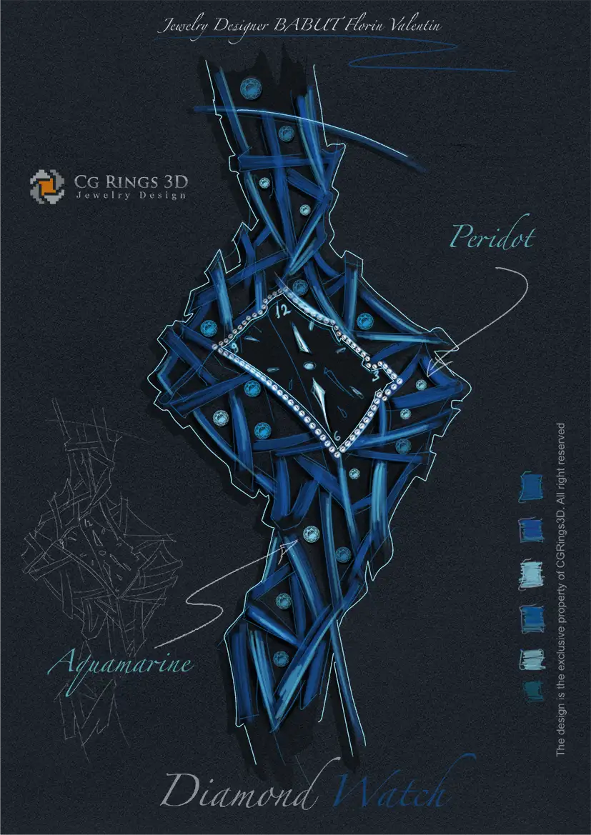 Design Joaillerie (Numérique) - Croquis d'horloge