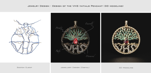 Jewelry Design - Design of the VHS Initials Pendant (3D Modeling)